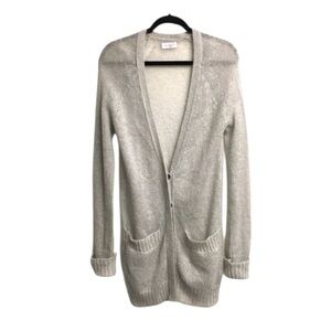 AMERICAN VINTAGE Long Button Front Mohair Cardigan Sweater Grey L